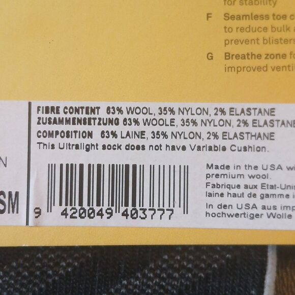 Icebreaker Men's Merino Micro Black Running Socks Left + Right Anatomic Fit - Picture 6 of 10